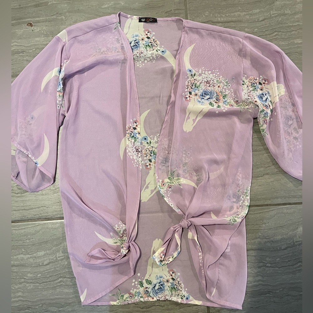 Sheer kimono cow skull